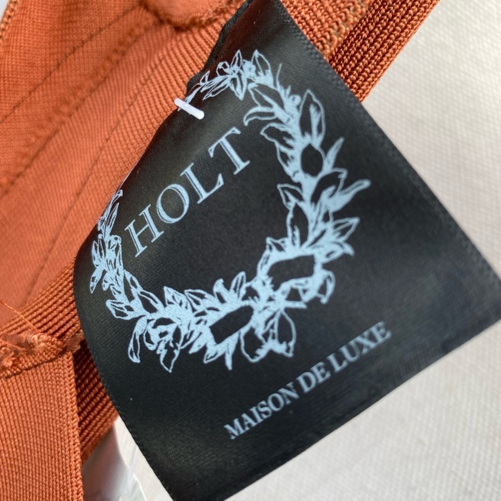 Rusty Burnt Orange Cut Out Bondage Dress - Picture 5 of 13